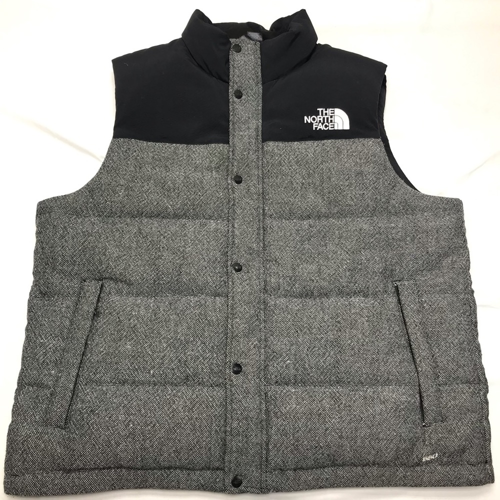 The North Face Men’s Black Grey Wool Puffer Vest Full Zip 🔥Rare🔥 550 Down Fill